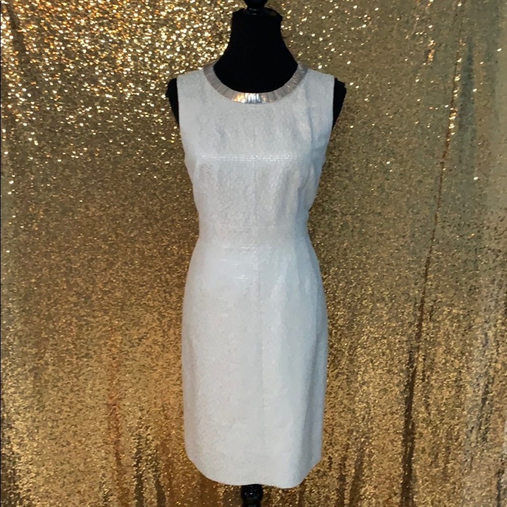 Cream and silver shift dress